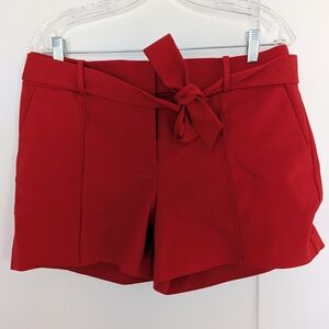 LOFT High Waist Red Tie Shorts